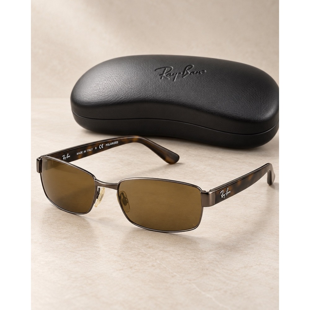 Ray-Ban RB3364 014/57 Polarized Sunglasses Brown Italy Hard Case 59mm Y2K Luxury